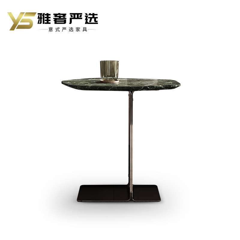 意式极简天然奢石大理石边几角几设计师高级感客厅家用创意异形桌