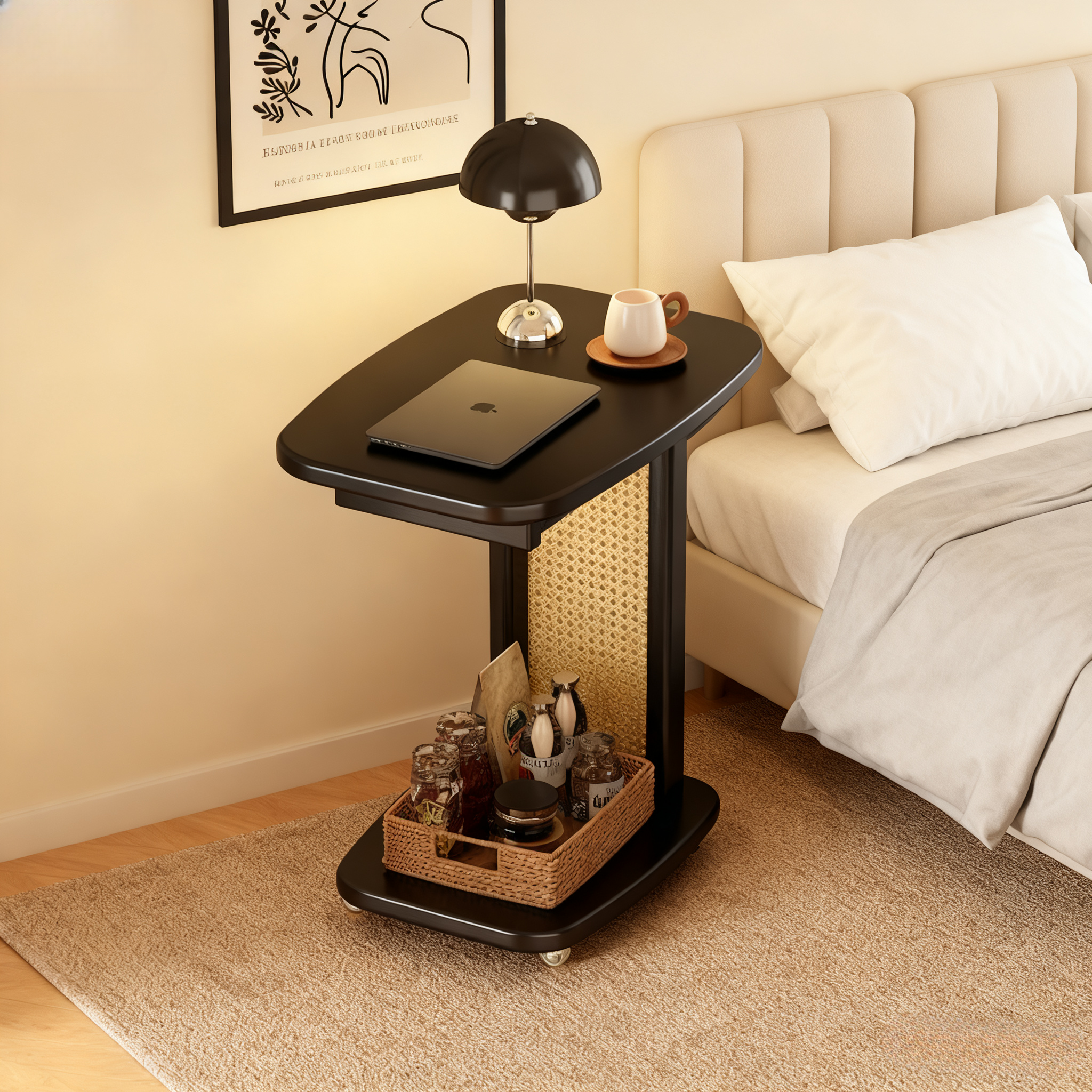 移动边几床头小桌子零食置物架