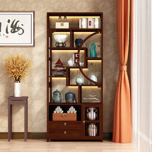 茶具置物架茶叶展示架家用陈列架新中式博古架非实木多宝阁茶壶架