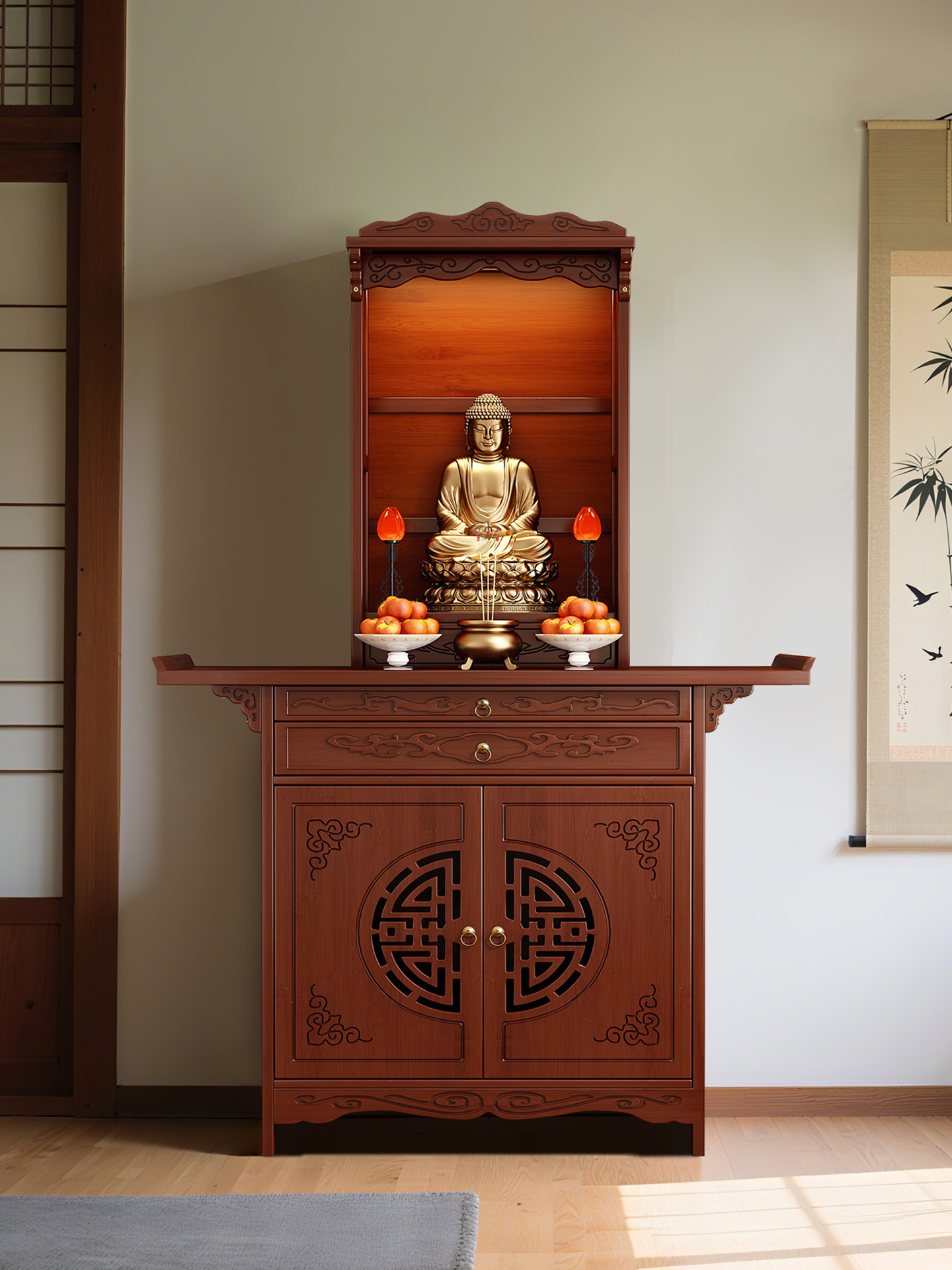 佛龛供桌神台财神爷神龛供奉台家用菩萨香火佛柜新中式佛像供座台