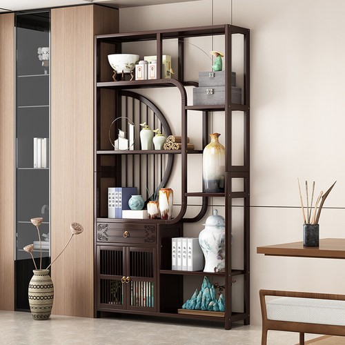 新中式博古架复古茶柜置物架