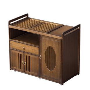 新中式茶水柜家用茶桌可移动茶几非实木茶车2024新款出租屋小茶台