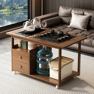 Bàn trà, bàn trà gia đình, bàn trà rời, ấm đun nước đa năng, tủ trà tích hợp, bàn phụ phòng khách, phong cách mới 2024 bàn trà chân sắt mặt đá