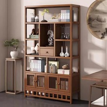 新中式博古架茶柜置物架复古茶具收纳柜非实木茶叶放置架展示柜子