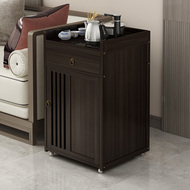Bàn cà phê di động xe đẩy ấm đun nước tích hợp tủ trà gia đình sofa bàn phụ góc ban công tủ bàn trà gỗ không rắn bàn trà mặt đá cao cấp