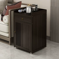 Bàn cà phê di động xe đẩy ấm đun nước tích hợp tủ trà gia đình sofa bàn phụ góc ban công tủ bàn trà gỗ không rắn bàn trà mặt đá cao cấp