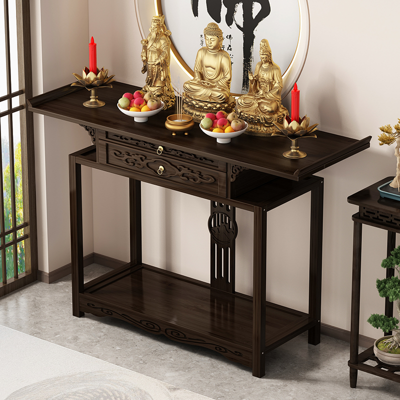 佛龛新中式立柜财神爷供桌神台家用观音佛像供座台非实木供奉神龛