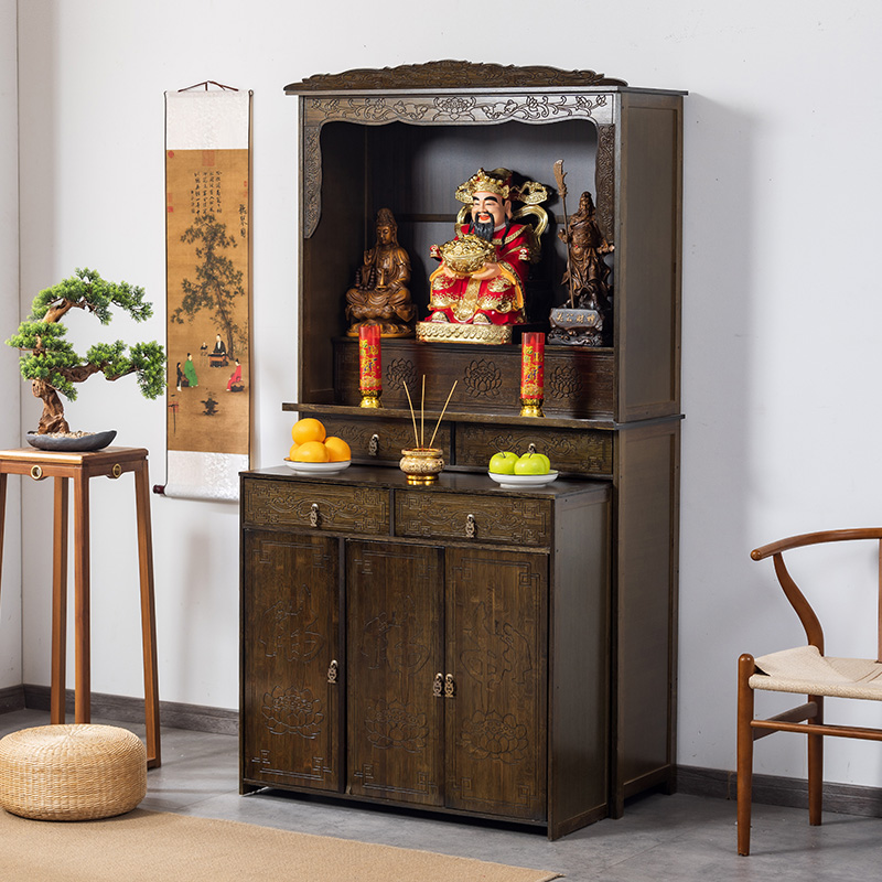 佛龛财神爷供桌香案台家用观音佛像供座台新中式立柜非实木神台柜