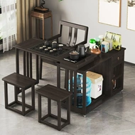 Bàn trà xoay di động, bàn trà gỗ nguyên khối, bàn trà nhỏ, bàn sofa bên cạnh, máy pha trà, tủ tích hợp, xe trà Trung Quốc bàn trà đa năng
