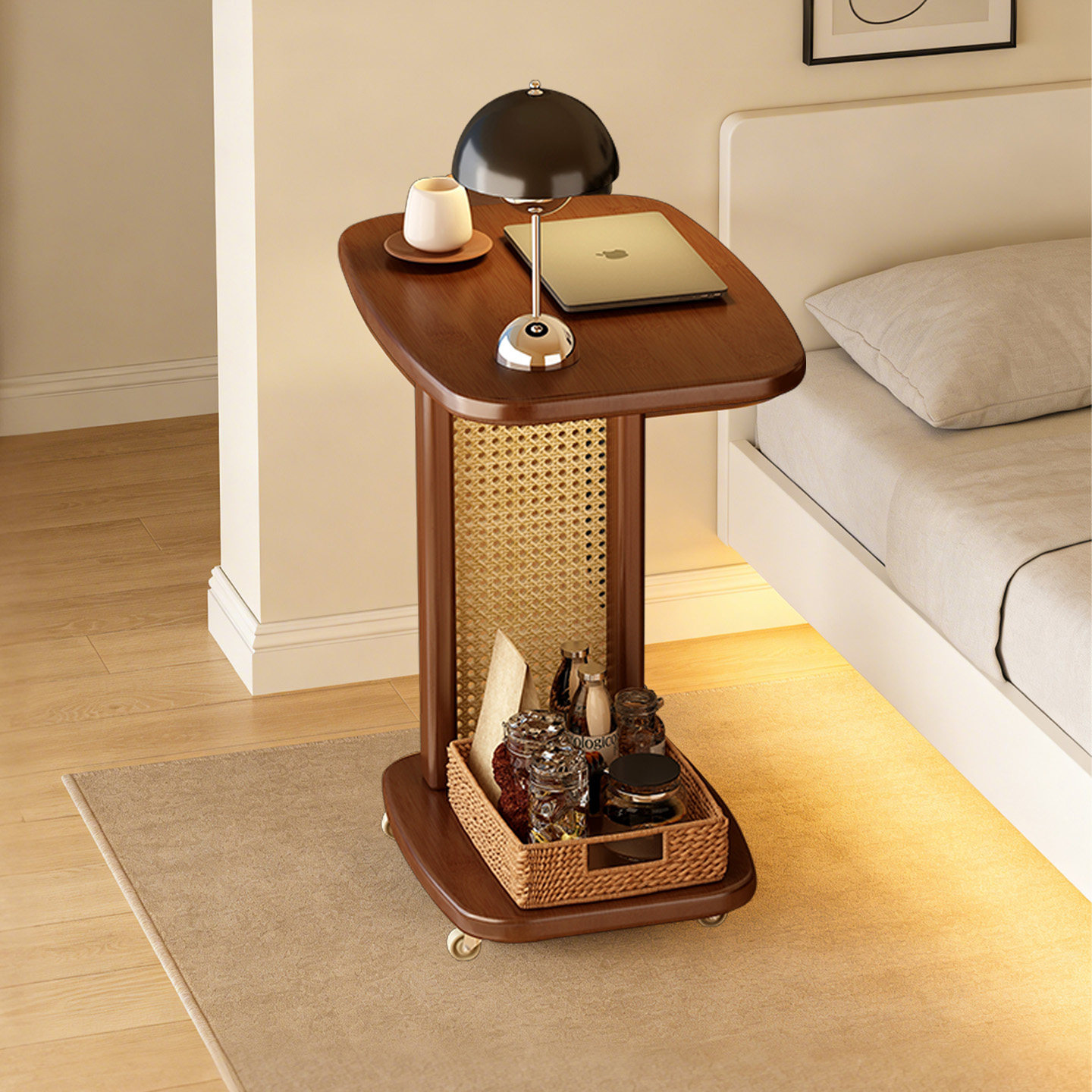 床头置物架可移动床头柜中古风小推车沙发边几多层储物架侧边柜子,住宅家具,床头柜,淘宝优惠券,粉丝福利购,淘宝优惠卷