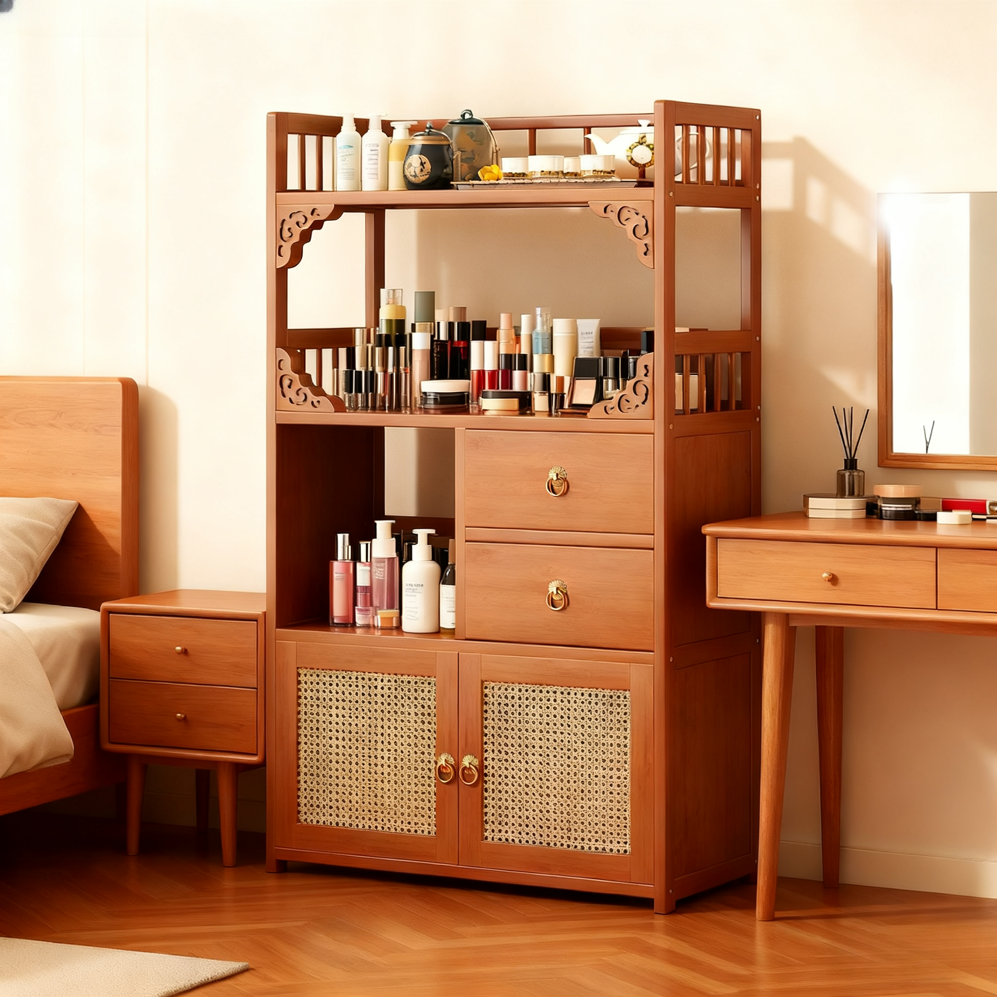 化妆品收纳柜落地置物架