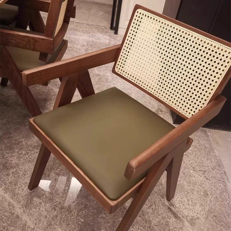 法式复古藤编餐桌椅子实木靠背家用休闲客厅设计师软包昌迪加尔椅,住宅家具,餐椅,淘宝优惠券,粉丝福利购,淘宝优惠卷
