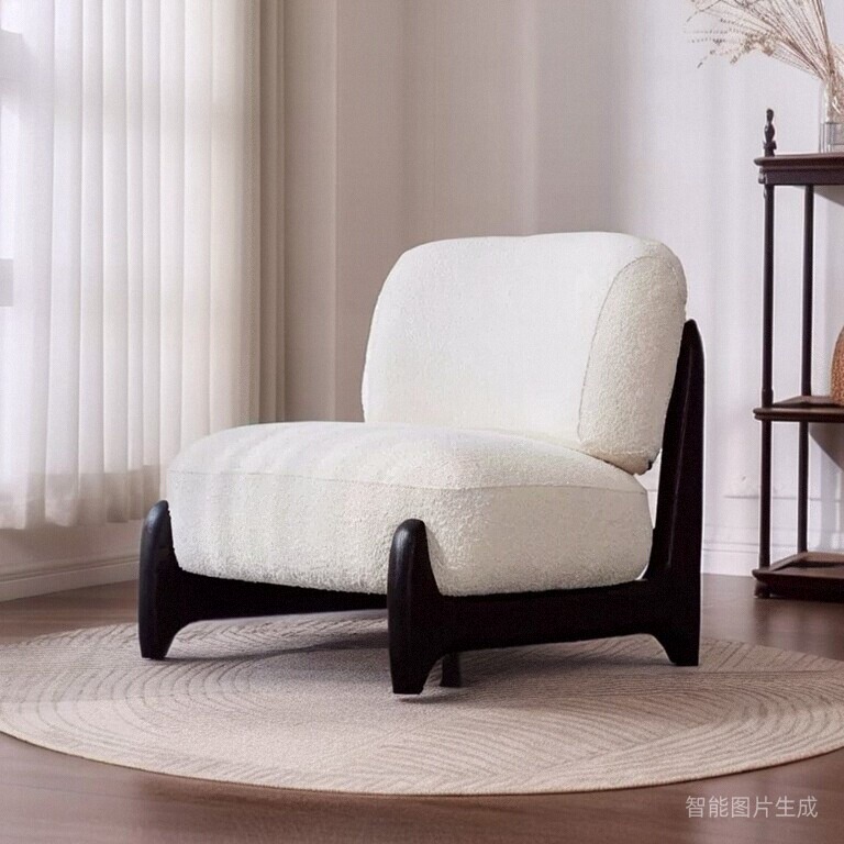 侘寂风设计师沙发椅网红北欧简约现代创意实木单人椅客厅阳台民宿