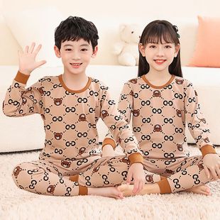 全棉秋衣秋裤 儿童纯棉内衣套装 中大童长袖 线衣线裤 男童女童薄款