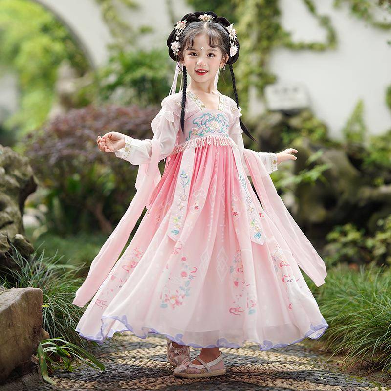 汉服童2025新款春季童古装小孩连衣裙儿春装SL2327-5女古风唐女装