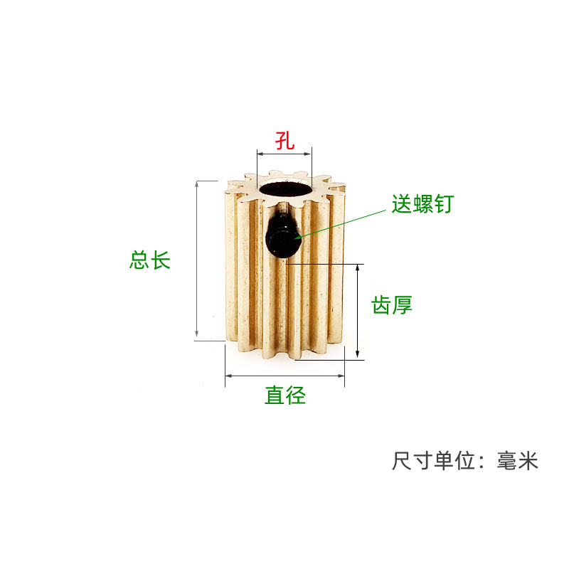 黄铜0.5模10~19圆柱直齿轮
