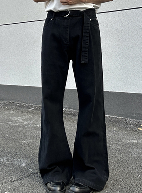 EXTM美式高街cleanfit微喇牛仔裤男女可调节腰带工装阔腿长裤子潮