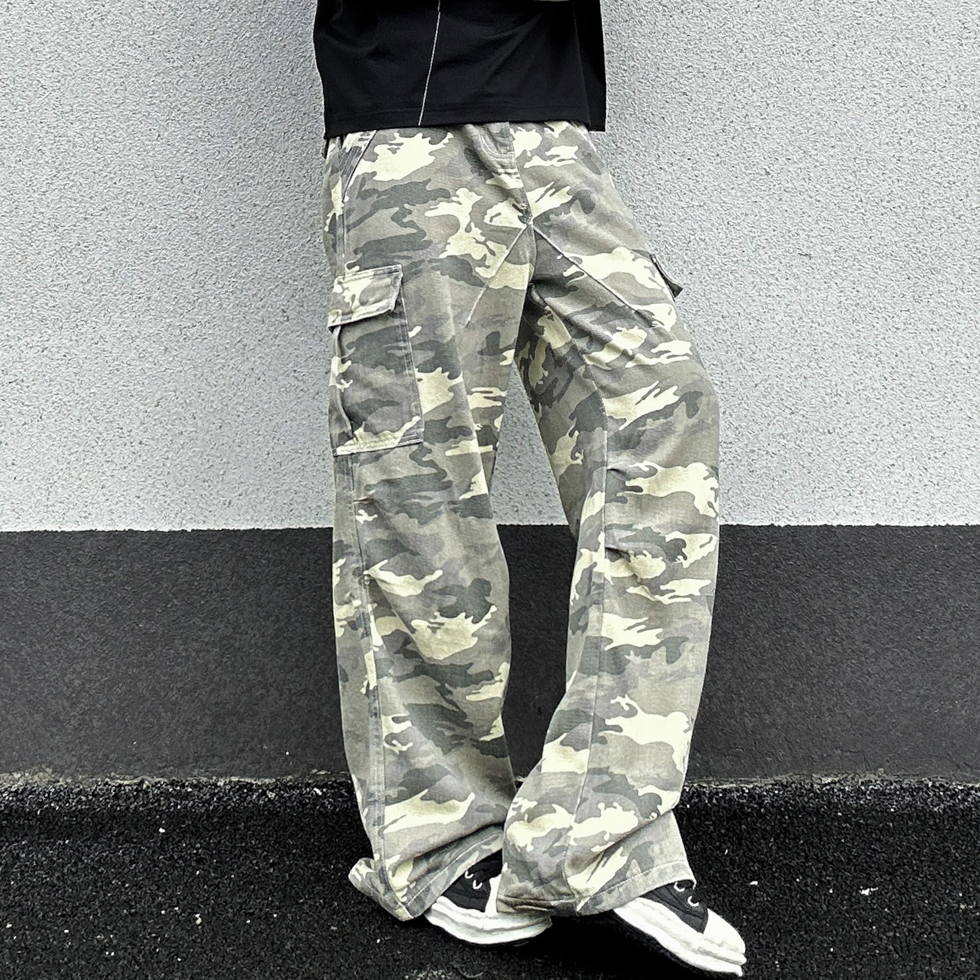 水洗迷彩口袋工装休闲裤
