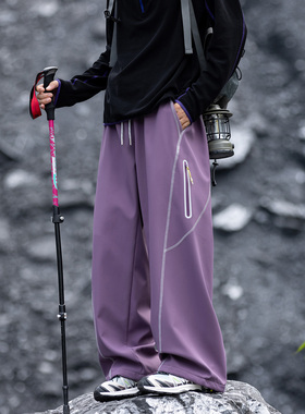 EXTM2025冬季户外机能风直筒裤男女宽松登山运动防风防水休闲长裤