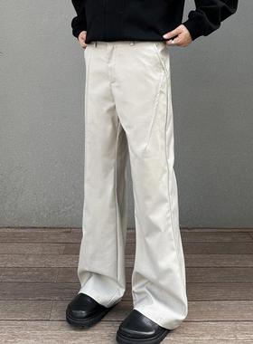 EXTM美式复古老钱风立体剪裁解构微喇休闲西裤Cleanfit直筒长裤男