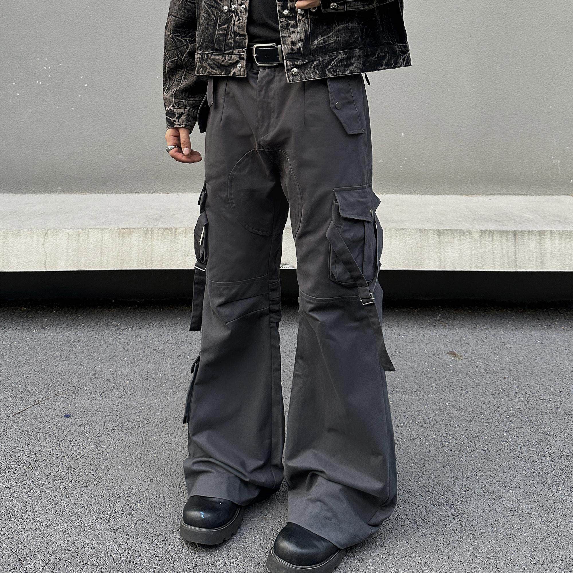 EXTM机能多口袋绑带微喇工装裤