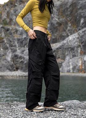 EXTM户外伞兵登山裤男女同款防风防水冲锋裤松抽绳多口袋休闲长裤