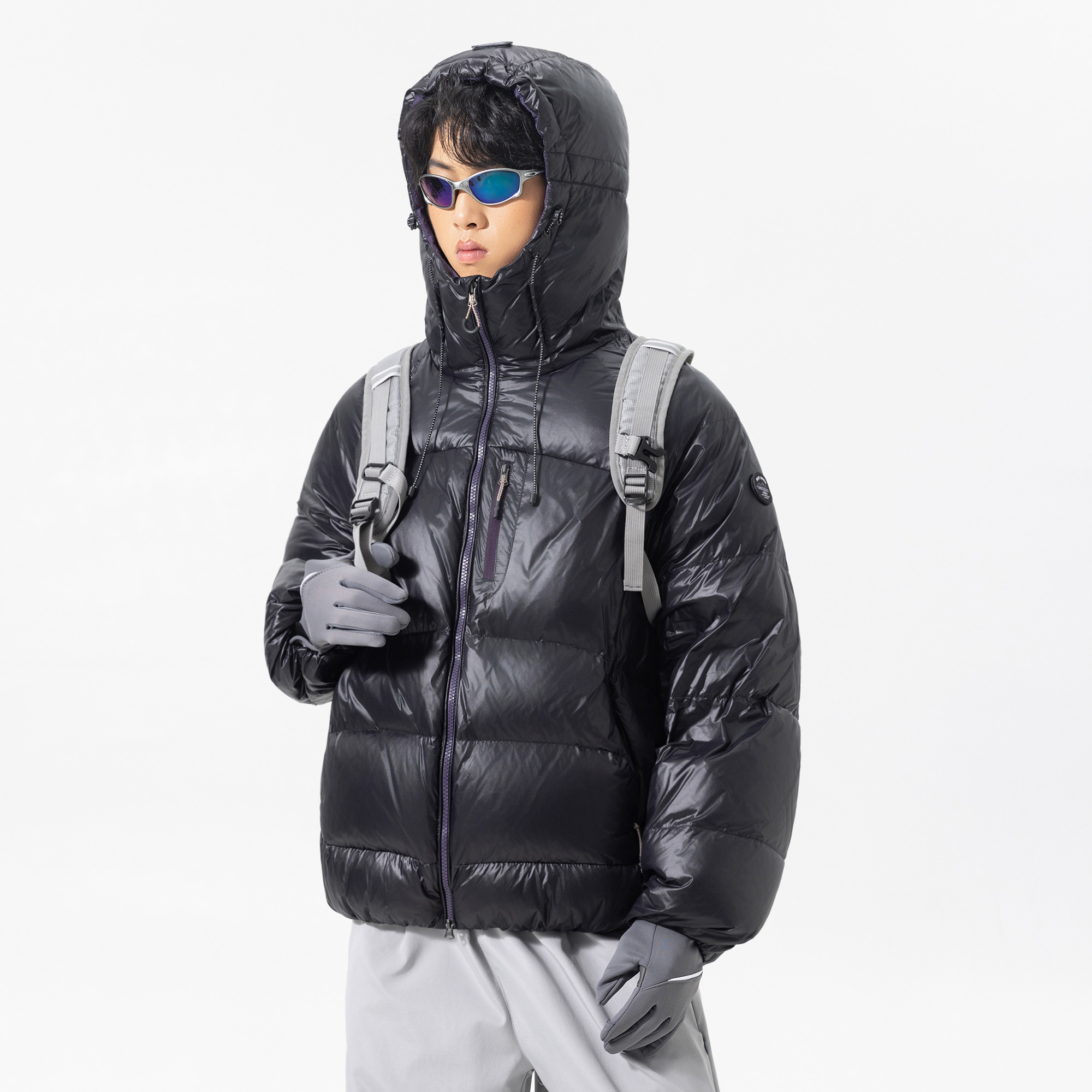 EXTM美式户外运动风连帽羽绒服