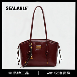 SEALABLE红色喜庆新娘包女2025新款托特包大容量婚宴包单肩腋下包