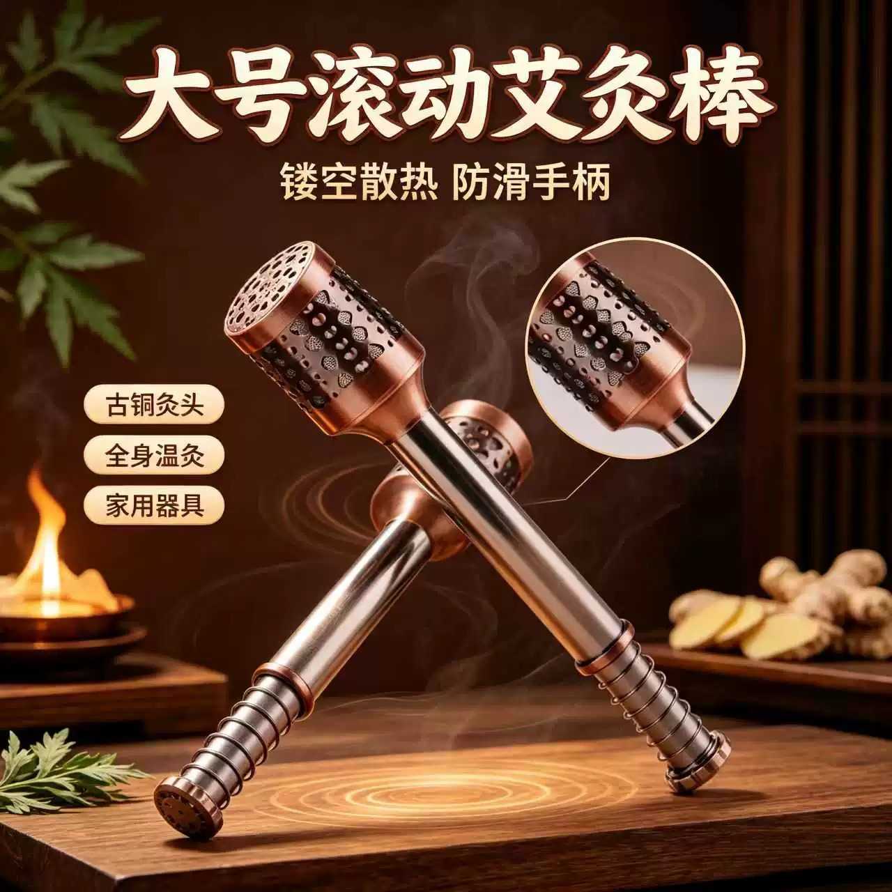艾灸棒手握滚动式温灸滚筒棒家用