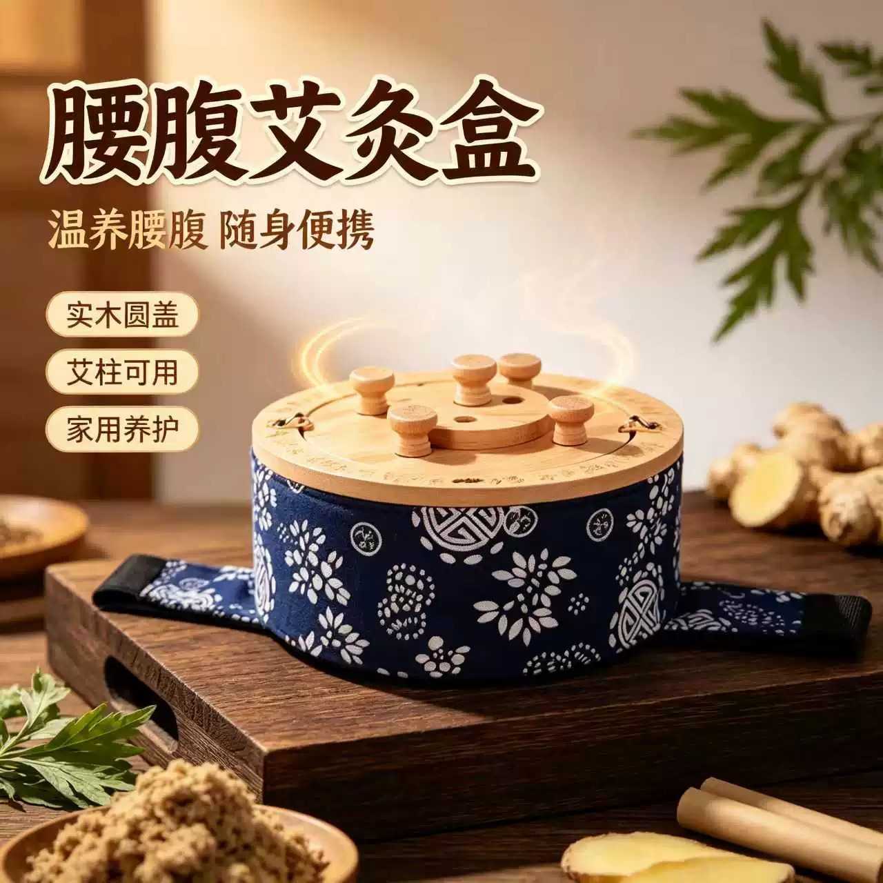 艾灸盒随身灸家用腹部腰部竹木