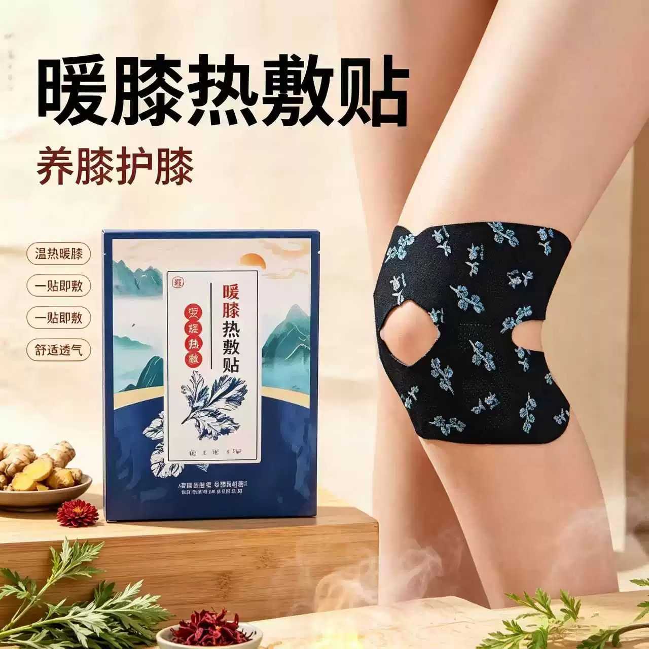 艾草膝盖贴护膝热敷蒸汽发热艾叶
