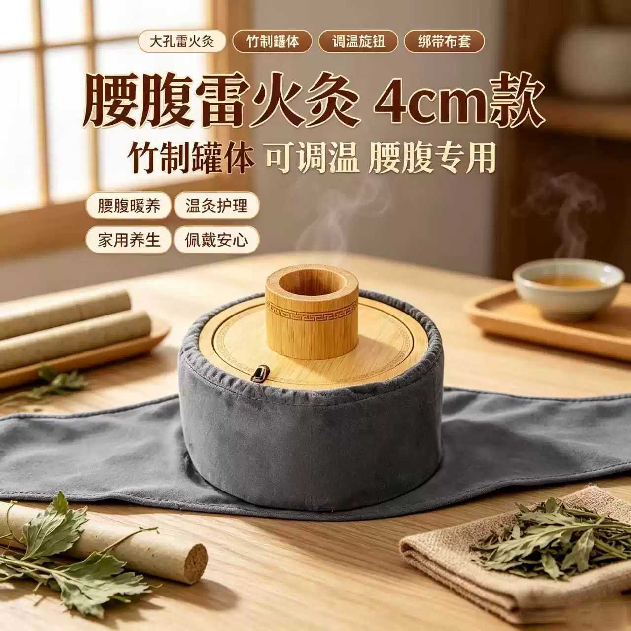 雷火灸专用实木竹木艾灸盒|随身