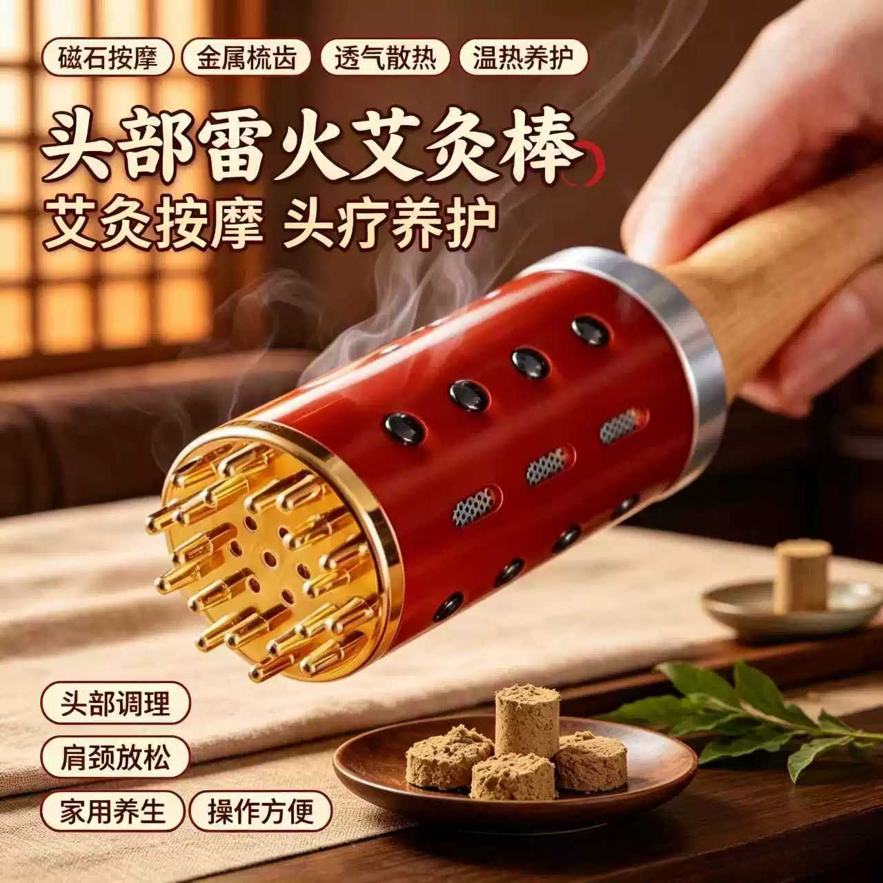 磁疗玉石艾灸棒家用面部随身温灸