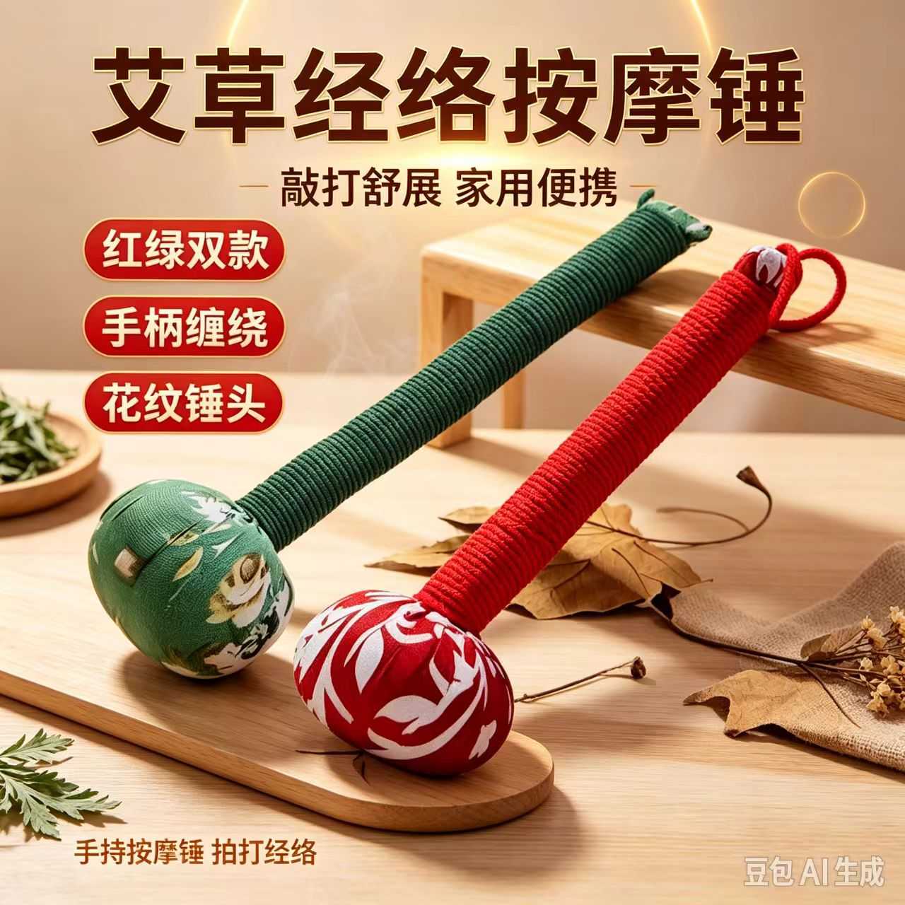 艾草经络敲背锤|手工八虚拍打肩