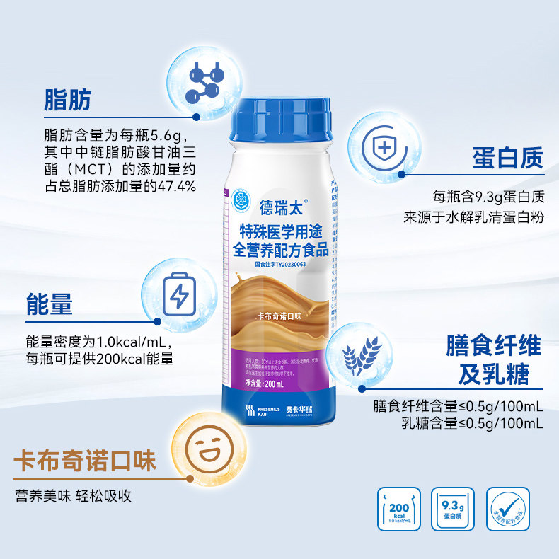 费卡华瑞德瑞太特医全营养乳液进食消化吸收术后恢复饮食营养补充