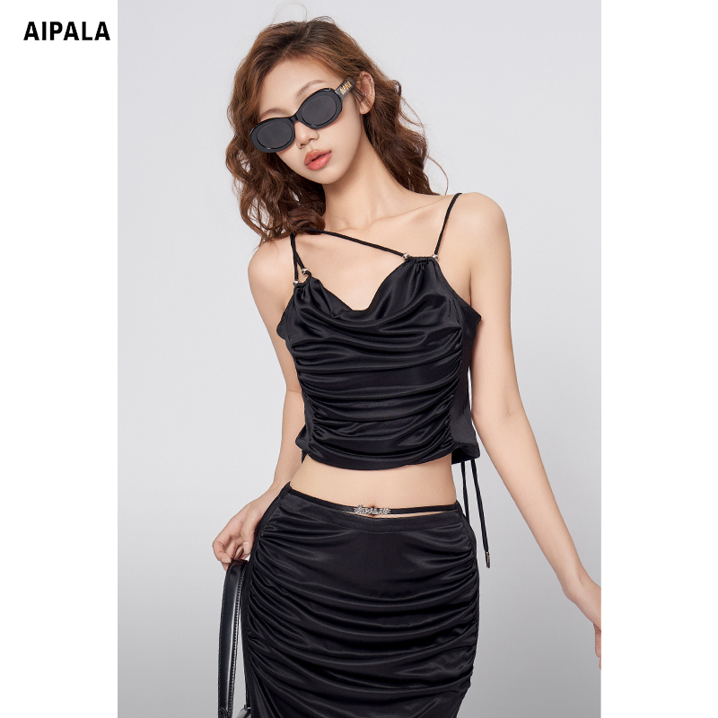 艾帕拉AIPALA【商场同款】2025夏新品时尚百搭纯色吊带背心上衣