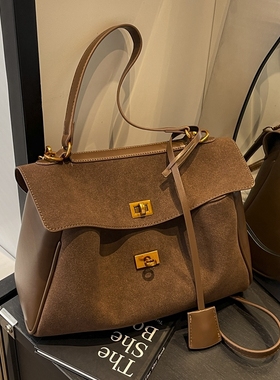 大容量麂皮绒女士包包2025新款秋冬复古单肩包上班通勤斜挎托特包