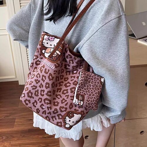 豹纹帆布包女2026新款休闲大容量