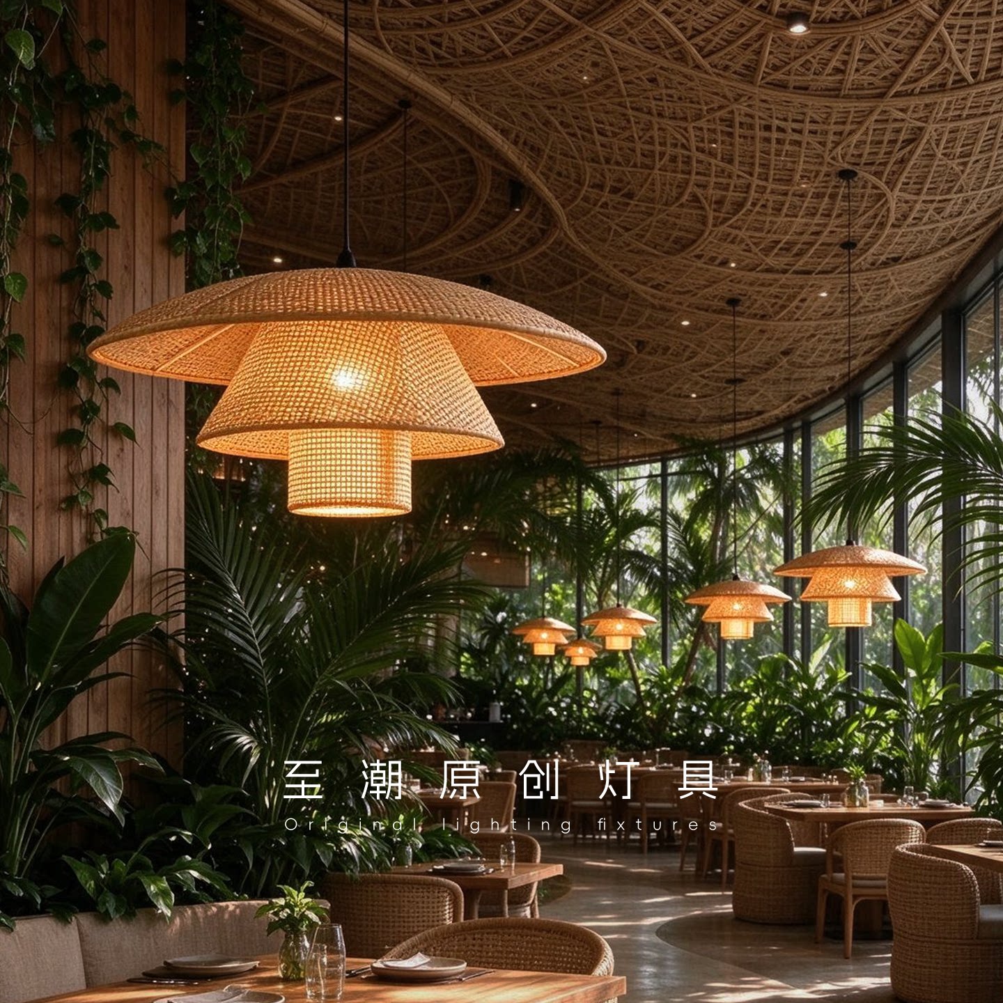 侘寂风餐厅吊灯东南亚民宿酒店宴会厅会所餐饮灯茶室大厅包间吊灯