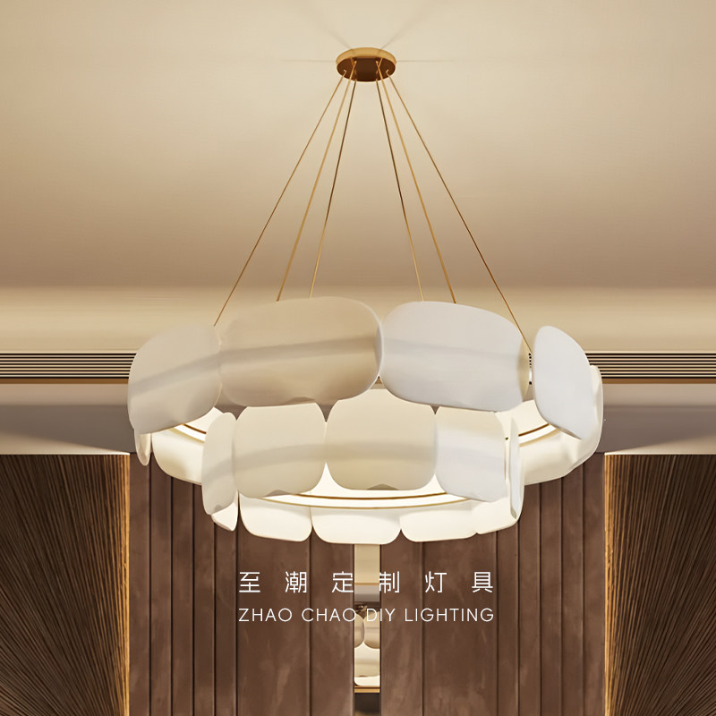 至潮客厅餐厅主灯布艺灯具