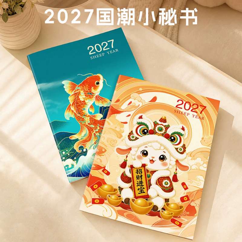勤得利国潮工作小秘书2027年习惯养成日历本自律计划本每日打卡表时间管理日程本效率手册办公笔记本子记事本