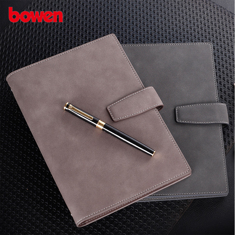 博文Bowen 新款A5 25K复古羊巴皮面活页笔记本9951/9950创意商务办公工作加厚硬面记事本18K可定制