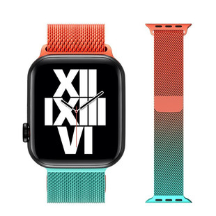 适用applewatchs8/7/6/SE金属磁吸米兰渐变橙渐绿iwatchUltra表带