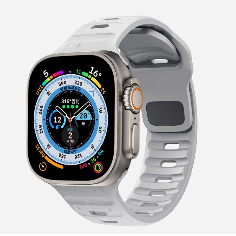 适用Apple iWatch穿扣表带透气Watchs7/s8/ultra苹果手表硅胶腕带-封面