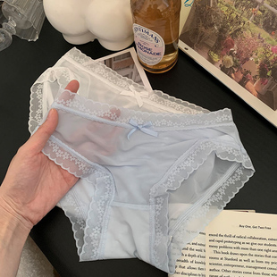 純色女生三角褲 放肆貓內(nèi)褲 冰絲無痕輕薄純棉襠2024新款 薄款 女夏季