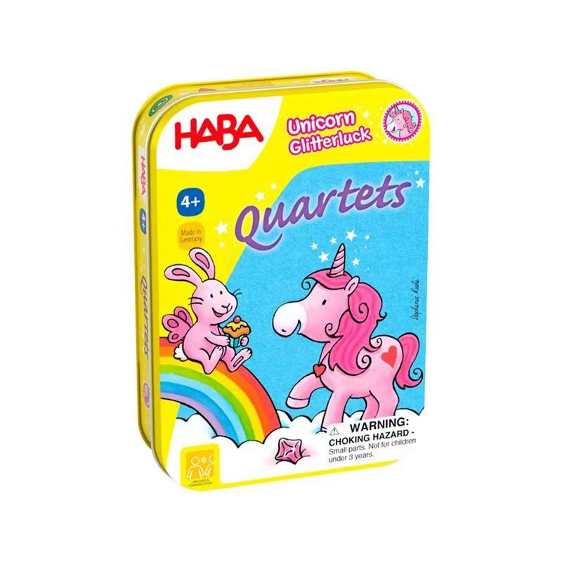 HABA德国进口儿童玩具桌面游戏306998独角兽四重奏铁盒记忆力4岁5