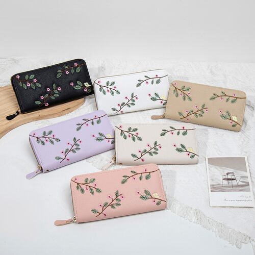 刺绣花朵钱包2026新款时尚感女士手拿包多卡位零钱包women wallet