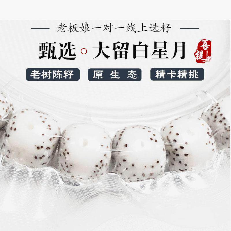 原生态大留白星月菩提子108颗高端玉化糯冰河豚手串收藏级男女款