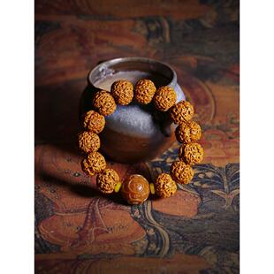 大金刚菩提手串男矮桩文玩菩提子配饰崖柏尼泊尔满肉五瓣原籽精品