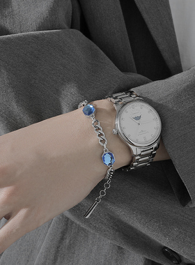 宝石手链男潮简约轻奢手饰品小众设计感嘻哈百搭男生高级钛钢配饰